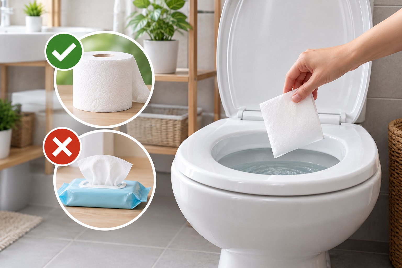 Ảnh minh hoạ: Bồn cầu tắc do khăn ướt: Cách xử lý an toàn