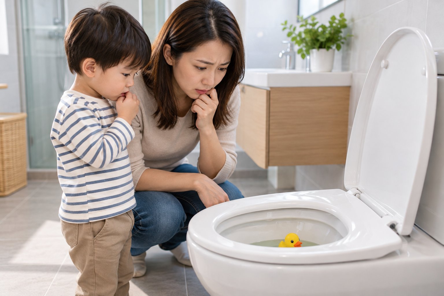 Ảnh minh hoạ: Ngăn trẻ bỏ đồ vào bồn cầu: Checklist an toàn