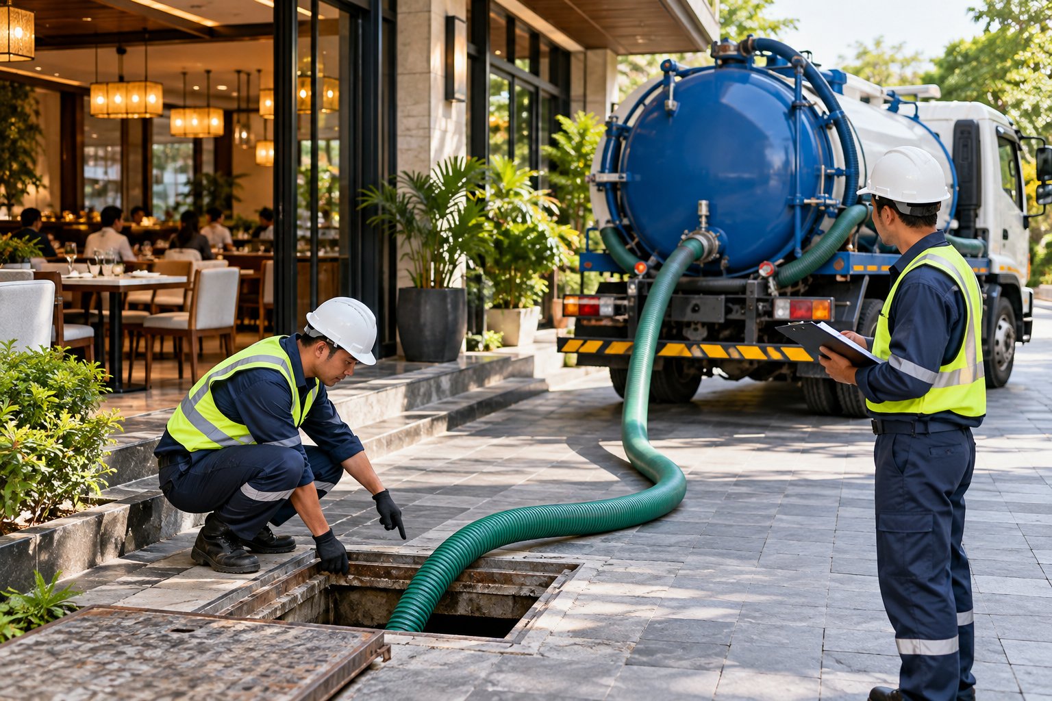 Ảnh minh hoạ: Hút hầm cầu nhà hàng đang hoạt động: Checklist