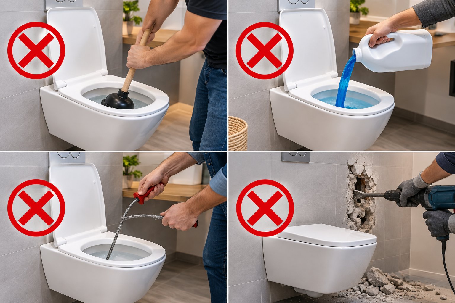 Ảnh minh hoạ: Bồn cầu treo tường bị tắc: Kiểm tra không đục phá