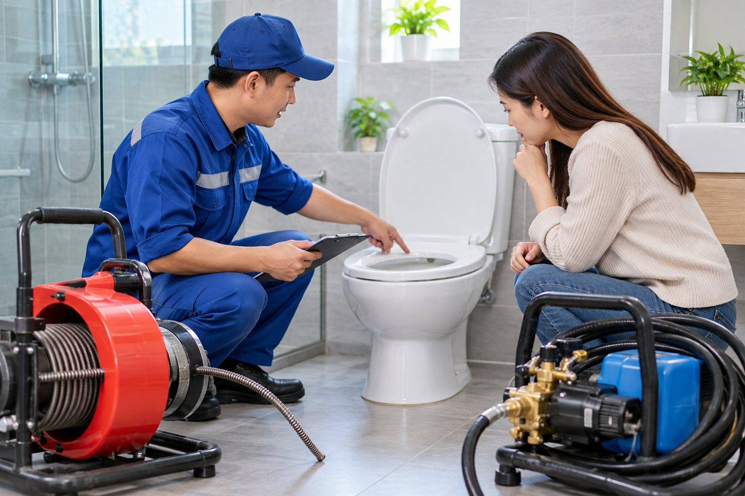 Ảnh minh hoạ: Máy lò xo và máy áp lực thông bồn cầu: So sánh