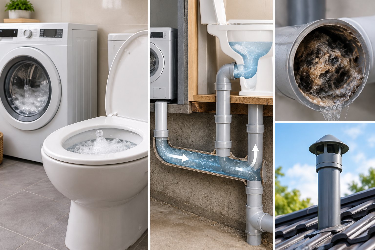 Ảnh minh hoạ: Bồn cầu sủi bọt khi máy giặt xả nước: xử lý sao?