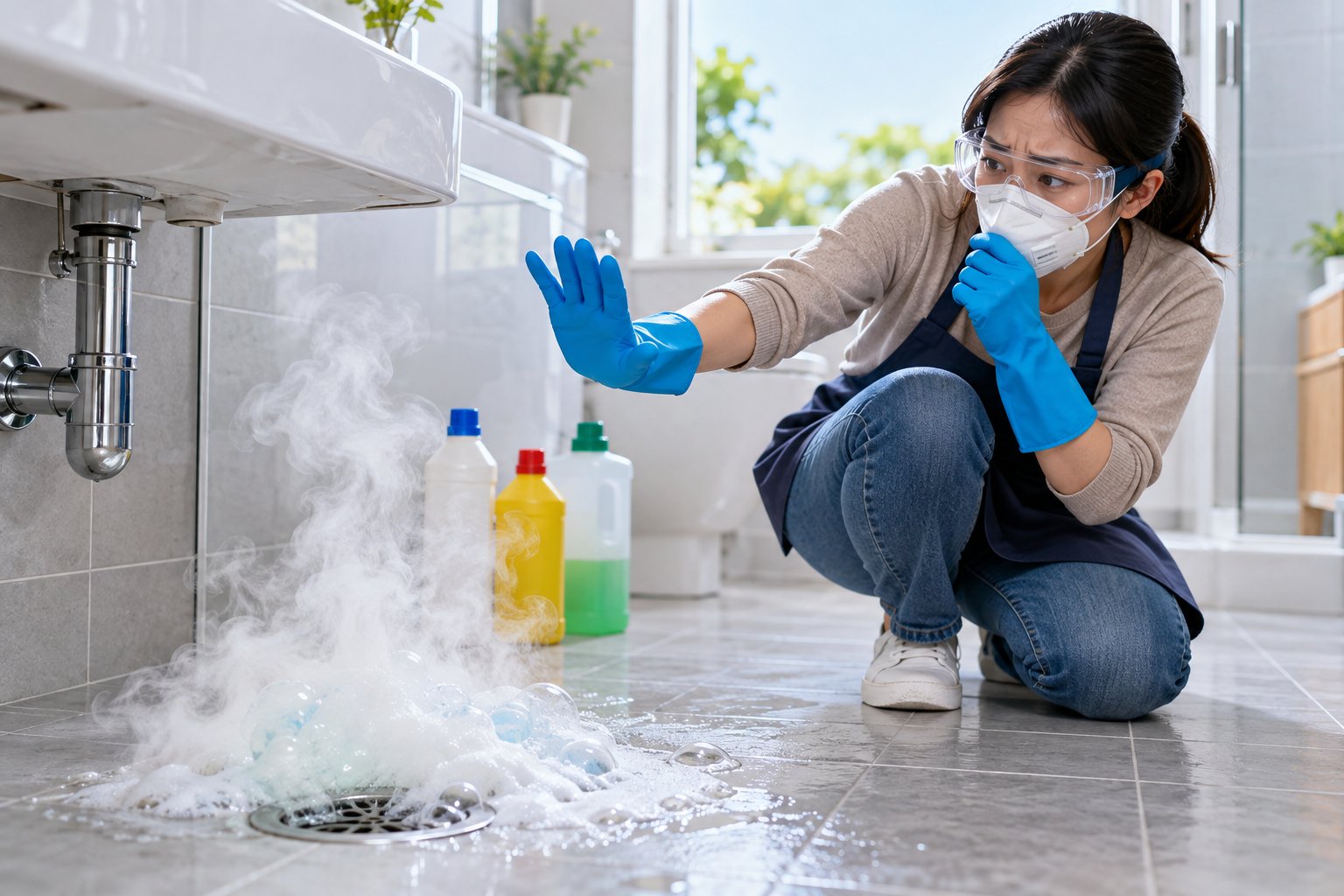 Ảnh minh hoạ: Hóa chất thông tắc không được trộn với nhau