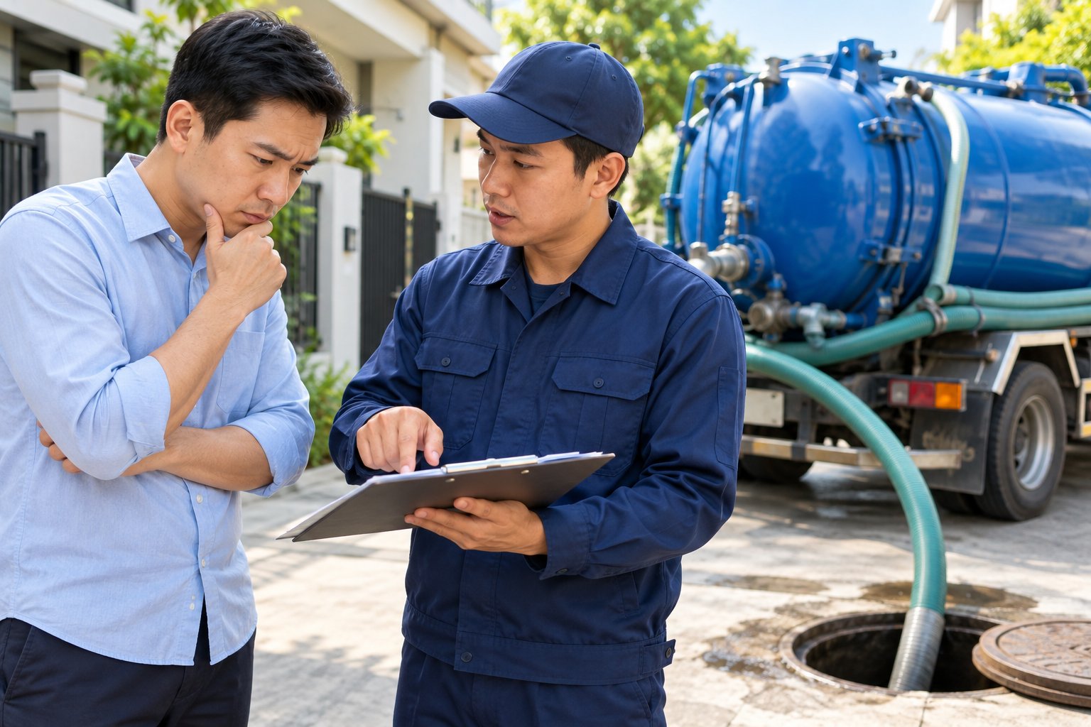 Ảnh minh hoạ: Giá hút hầm cầu theo mét khối hay theo xe?