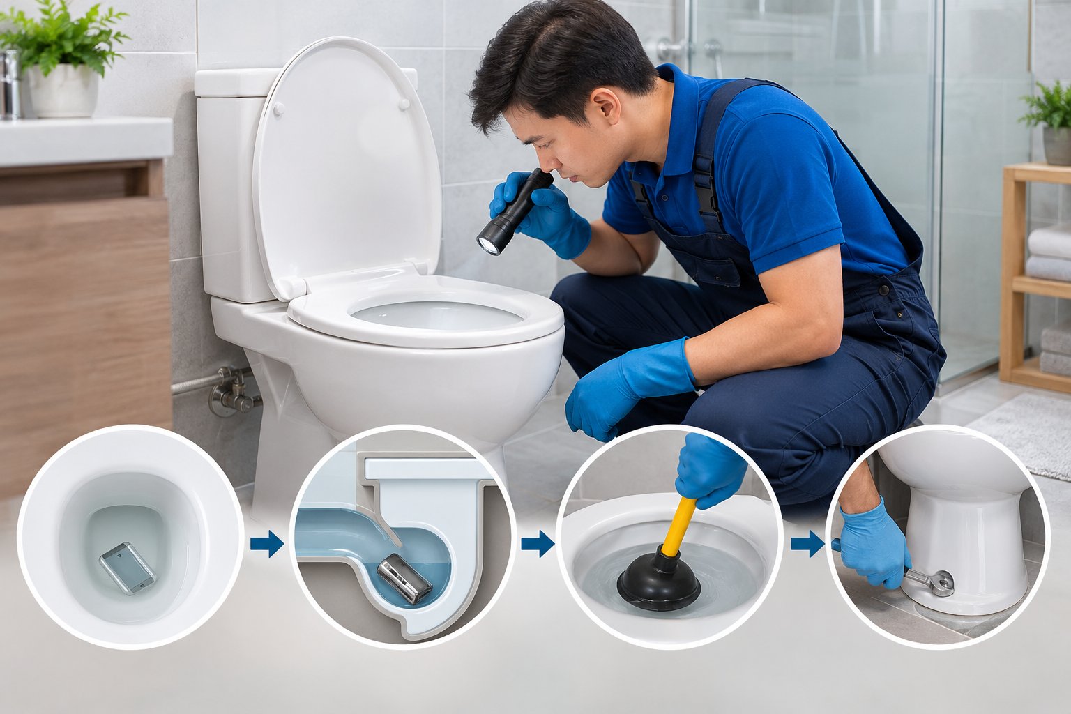 Ảnh minh hoạ: Vật cứng rơi vào bồn cầu: Cách xử lý an toàn